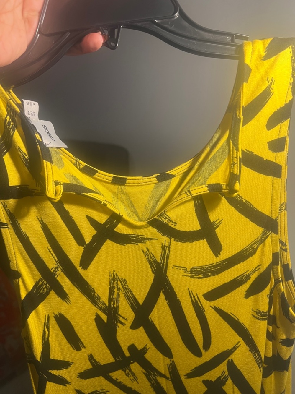 ASOS Yellow and Black Abstract Print Midi Dress - Picture 3 of 3